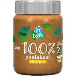 Albert Heijn AH Terra Plantaardig 100% pindakaas stukjes aanbieding