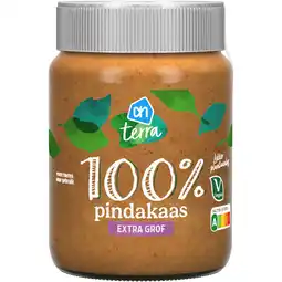 Albert Heijn AH Terra Plantaardig 100% pindakaas extra grof aanbieding
