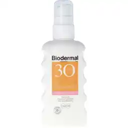 Albert Heijn Biodermal Gevoelige huid zonnespray spf30 aanbieding