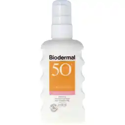 Albert Heijn Biodermal Gevoelige huid zonnespray spf50 aanbieding