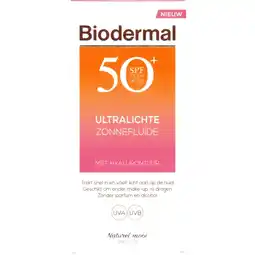 Albert Heijn Biodermal Ultralichte zonnefluide gezicht spf50 aanbieding