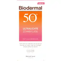 Albert Heijn Biodermal Ultralichte zonnefluide gezicht spf50 aanbieding