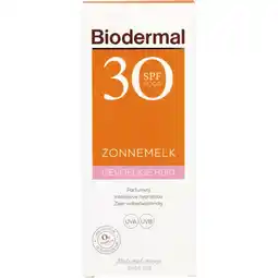 Albert Heijn Biodermal Gevoelige huid zonnemelk spf30 aanbieding