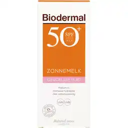 Albert Heijn Biodermal Gevoelige huid zonnemelk spf50 aanbieding