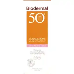 Albert Heijn Biodermal Gevoelige huid zonnecreme gezicht spf50 aanbieding