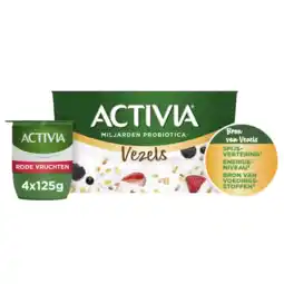 Albert Heijn Activia Yoghurt vezels rode vruchten 4-pack aanbieding