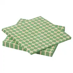 IKEA Een stapel groene en witte gokvallå-servetten met patronen, gemaakt van papier, netjes gevouwen aanbieding