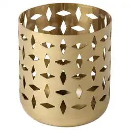 IKEA GokvÄllÅ gouden theelichthouder, cilindrisch met ruitpatroon aanbieding