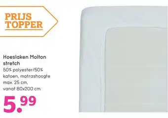 Leen Bakker Hoeslaken Molton stretch 90x200 cm aanbieding