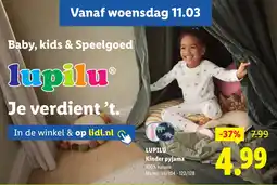 Lidl Lupilu kinder pyjama aanbieding