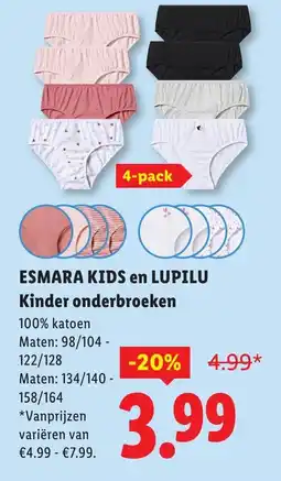Lidl Esmara kids en lupilu kinder onderbroeken aanbieding