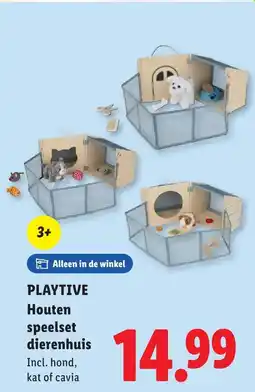 Lidl Playtive houten speelset dierenhuis aanbieding