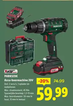 Lidl Parkside accu-boormachine 20v aanbieding