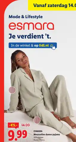 Lidl Esmara mousseline dames pyjama aanbieding