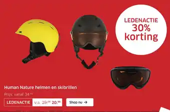 ANWB Human Nature helmen en skibrillen aanbieding