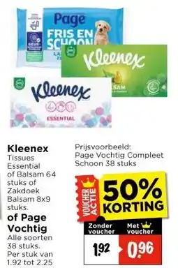 Vomar Voordeelmarkt Kleenex of Page Vochtig aanbieding