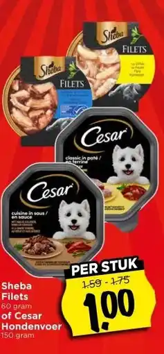 Vomar Voordeelmarkt Sheba Filets of Cesar Hondenvoer aanbieding
