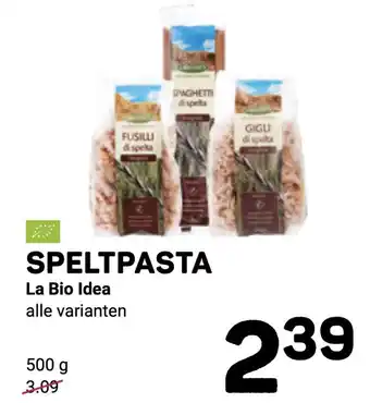 Ekoplaza Speltpasta van La Bio Idea aanbieding