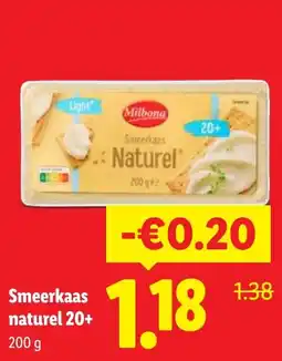 Lidl Smeerkaas naturel 20+ aanbieding
