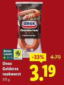 Lidl Unox Gelderse rookworst aanbieding