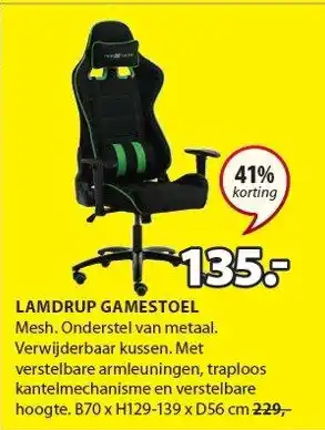 Jysk Lamdrup Gamestoel aanbieding