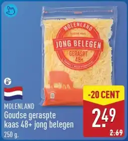 ALDI Molenland Goudse geraspte kaas 48+ jong belegen aanbieding