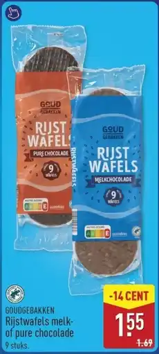ALDI Goudgebakken Rijstwafels melk of pure chocolade aanbieding