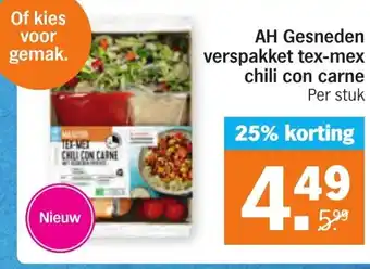 Albert Heijn AH Gesneden verspakket tex-mex chili con carne aanbieding