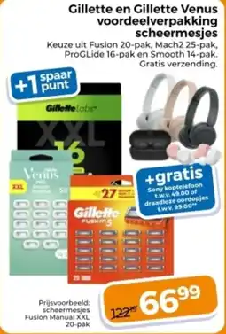 Trekpleister Gillette en Gillette Venus voordeelverpakking scheermesjes aanbieding