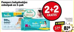 Kruidvat Pampers babydoekjes enkelpak en 3-pak aanbieding