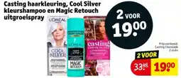 Kruidvat Casting haarkleuring, Cool Silver kleurshampoo en Magic Retouch uitgroeispray aanbieding