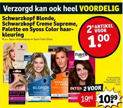 Kruidvat Schwarzkopf Blonde, Schwarzkopf Creme Supreme, Palette en Syoss Color haarkleuring aanbieding