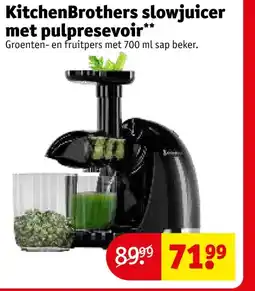 Kruidvat KitchenBrothers slowjuicer met pulpresevoir aanbieding