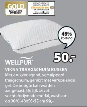 Jysk Wellpur Vikna Traagschuim Kussen aanbieding