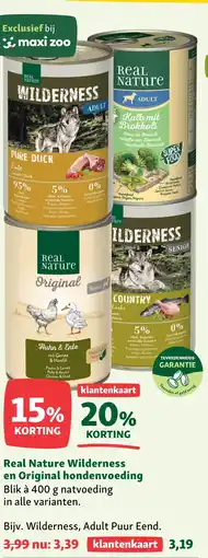 Maxi Zoo Real Nature Wilderness en Original hondenvoeding aanbieding