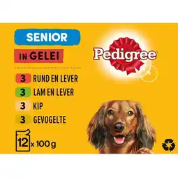 Albert Heijn Pedigree Senior maaltijdzakjes in gelei multipack aanbieding