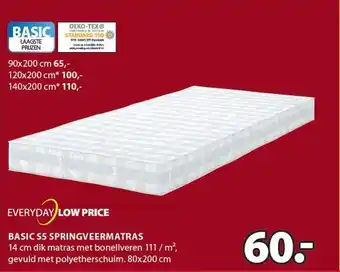 Jysk Everyday Low Price Basic S5 Springveermatras aanbieding