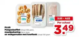 PLUS PLUS Pangasiusfilet, maatjesharing en wokgarnalen met knoflook aanbieding
