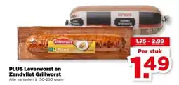 PLUS PLUS Leverworst en Zandvliet Grillworst aanbieding