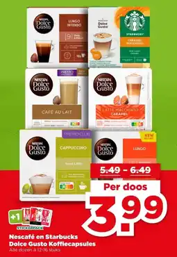 PLUS Nescafé en Starbucks Dolce Gusto Koffiecapsules aanbieding