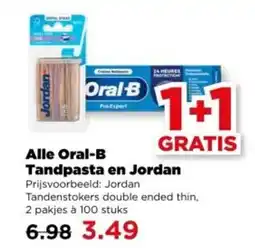 PLUS Alle Oral-B Tandpasta en Jordan aanbieding