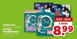 PLUS Purina One en Felix Maaltijdzakjes aanbieding