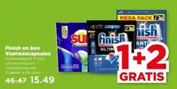 PLUS Finish en Sun Vaatwascapsules aanbieding