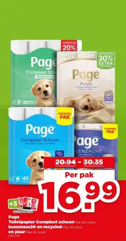 PLUS Page Toiletpapier Compleet kussenzacht en recycled en puur aanbieding