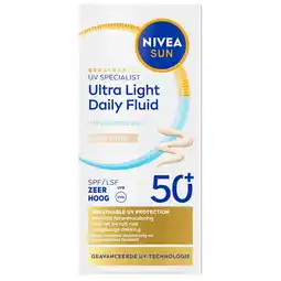 Kruidvat NIVEA Sun Breathable UV Specialist SPF50+ Light Tinted Ultra Light Daily Fluid aanbieding