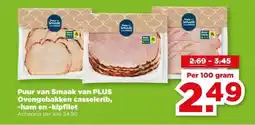 PLUS Puur van Smaak van PLUS Ovengebakken casselerib, -ham en -kipfilet aanbieding
