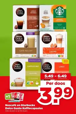 PLUS Nescafé en Starbucks Dolce Gusto Koffiecapsules aanbieding