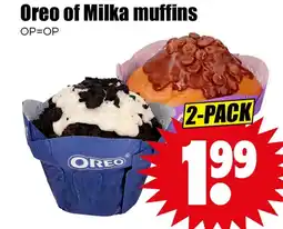 Dirk Oreo of Milka muffins aanbieding