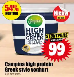 Dirk Campina high protein Greek style yoghurt aanbieding