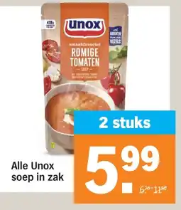 Albert Heijn Alle Unox soep in zak aanbieding
